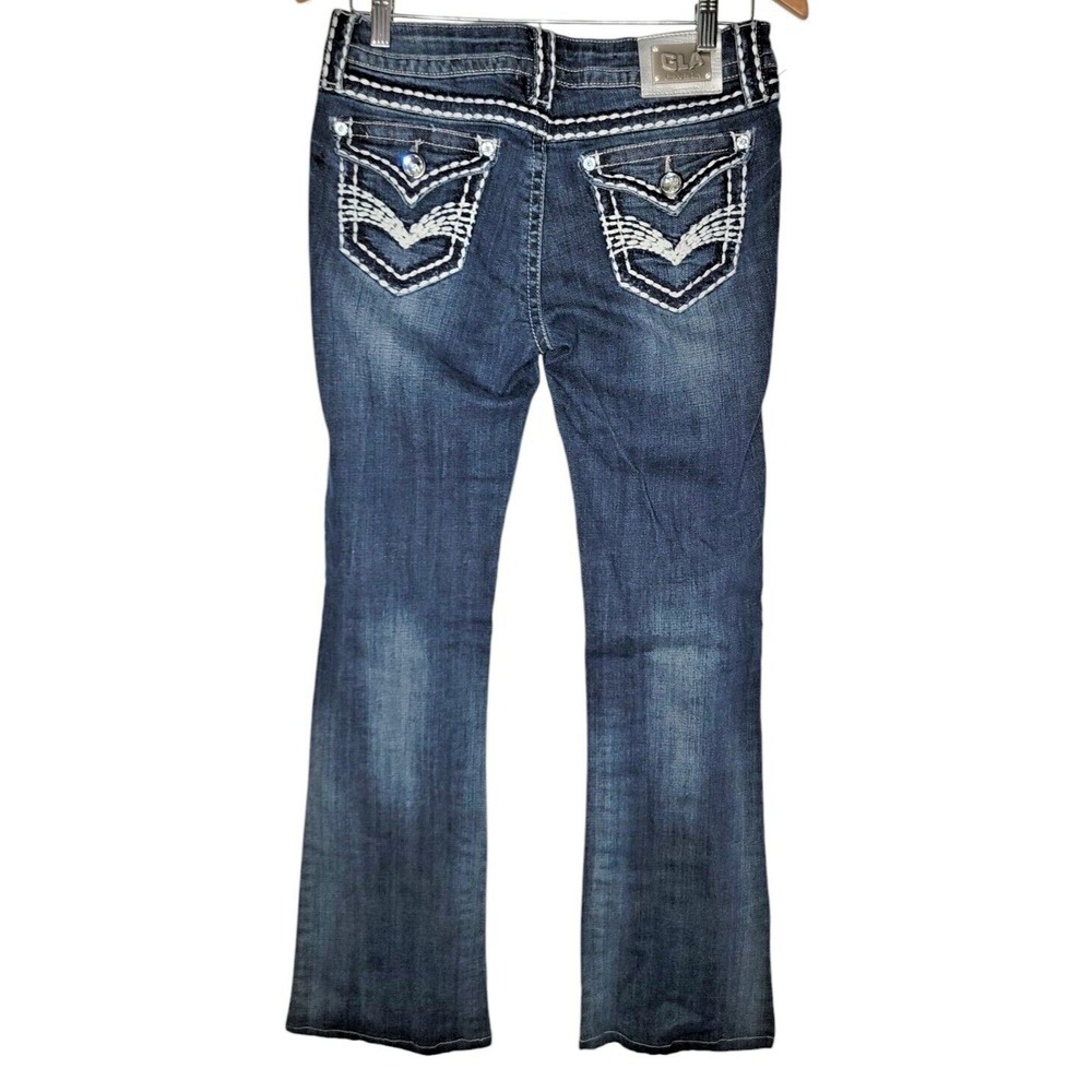 Grace In LA Jeans Womens Boot Cut‎ Low Rise Embellished Blue Denim GLA Size 9